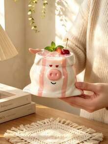 Cute Cartoon Ceramic Coffee Mug, Creative Animal Face Tea Cup With Handle, Aesthetic Breakfast Drinkware, Kawaii Milk Coffee Cup For Home Kitchen Office, Novelty Gift Mug For Coffee Lovers, Cozy Tableware Decor - Multicolor - View 6