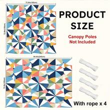 1件裝海灘傘圖案遮陽帆，大型戶外防曬遮陽篷，現代印花遮陽篷，適用於花園露台庭院裝飾，含固定繩 - 彩色 - 查看 2