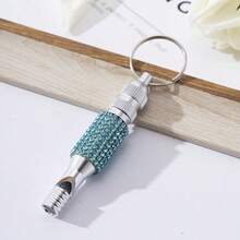 Rhinestone Studded 2-Section Aluminum Alloy Whistle, Outdoor Survival Training Whistle Keychain, Portable - Multicolor - View 9
