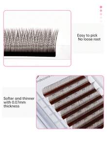 yelix 12 Rows Brown 2D-Y Fluffy Volume Eyelash Extension, B/C/D/L/M Curl Pre‑Made Fans Lash Clusters, Natural And Soft Individual Lashes-Perfect For Achieving A Dramatic, Full Lash Effect In Seconds - View 6