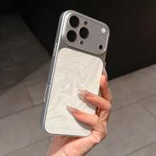 水波紋即時鏡面鏡頭防摔手機殼，耐刮自拍鏡與相機鏡頭保護套，相容 iPhone 17 16 15 14 13 Pro Max 12 Pro Max 11，節日禮物 - 白色 - 查看 2