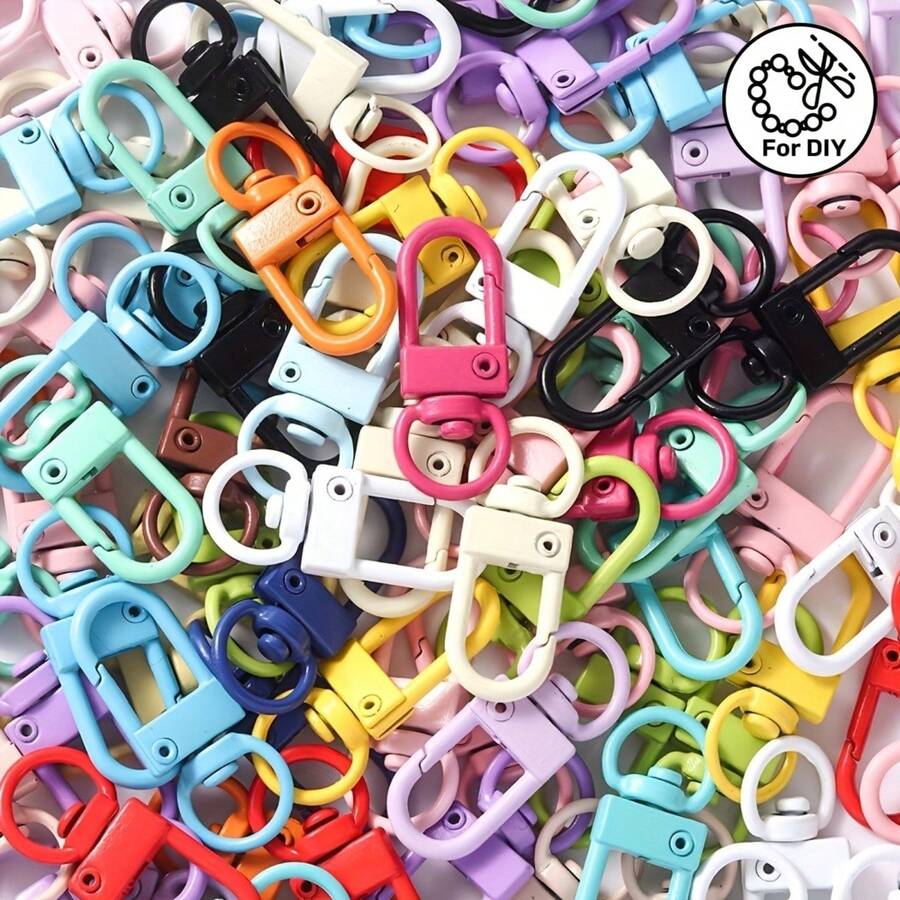 50-200pcs Random Color Bright Metal Keychain Hooks, Durable Swivel Clasp, Suitable For DIY Jewelry And Bag Accessories, Cute Y2K Style