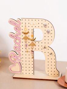 1pc Customized Wooden Letter Earring Stand, Personalized Jewelry Display Stand, Ear Stud Storage Rack, Desktop Storage Rack, Suitable For Placement On The Dressing Table. Suitable As Birthday Or Bridesmaid Gifts. - Multicolor - View 17