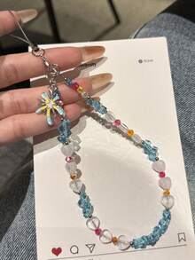 1pc Ins Firework Phone Charm, Handmade Beaded Phone Chain, Ornament Camera Anti-Loss Chain, Travel Bag Decoration, Keychain, Apple Pro Bluetooth Earphone Case Lanyard, Women's Holiday Gift - Multicolor - View 2