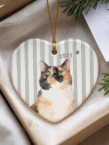 Photo + Name Customized Pet Memorial Ornament - Striped Dog And Cat Ornament, Personalized Pet Memorial Gift, Dog Christmas Ornament, Pet Memorial Gift - Multicolor - View 4