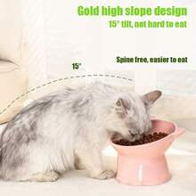 Raised Cat Bowls Set Of 3 - Cat-Ear Shaped Elevated Feeder With Anti-Slip Base, Neck Comfort Design - Tri-Color Feeding Dish For Pets (Pink/Green/Blue) - Blue, Pink, Green 3-piece Set - View 10
