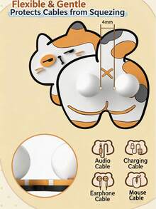 2pcs Data Cable Organizer Cute Egg Cat Cable Management Clip, Creative No-Drill Cable Holder For Office Desk, Computer Desk, Multi-Function Office Cable Organizer, Suitable As Gift - Multicolor - View 4