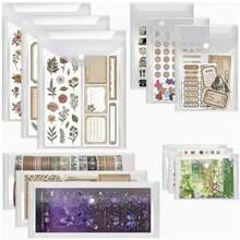 Sticker Storage Box, Transparent Plastic Envelopes With Snap Buttons, 12pcs Waterproof And Durable, For Storing Stickers, Scrapbooking, Washi Tape, Scrapbook And Stamp Supplies (Mixed Sizes), Scrapbook Storage (Stickers Not Included) - Snap-button - View 7