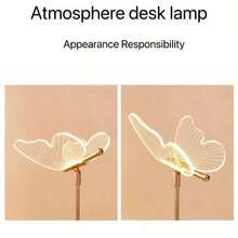 Lámpara de escritorio LED USB de mariposa dorada de alta gama, luz nocturna decorativa de atmósfera romántica, alimentada por USB, control remoto con 3 colores regulables (blanco frío/blanco cálido/blanco neutro), adecuada para dormitorio, sala de estar, oficina, mesa de comedor, regalo perfecto para Navidad, Día de San Valentín, Pascua, Halloween - Multicolor - Ver 5