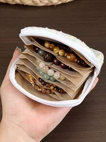 Cute Bow Jewelry Organizer Pouch, Coin Purse,Women Accessories Bag,Multi-Grid Travel Jewelry Case For Earrings Rings Bracelets,Lipstick Holder - Multicolor - View 6