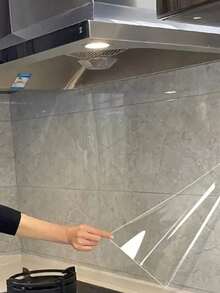 Transparent Protective Film For Kitchen Walls, Suitable For Stove Area, Cabinet Room And Living Room Walls, Oil-Resistant, Heat-Resistant, Waterproof, Easy To Apply Decorative Film - View 1