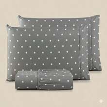 2-Piece Single Bed Sheet Set, Printed 200 Thread Count Percale Fabric, Full Elastic Hem, With Point Palito Pillowcase - 棕色 - 查看 3