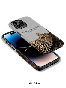 GIIPPA 1pc Grey Background With Leopard And English Slogan Design, Phone 17 Pro Max Phone Case, Compatible With Phone 16 Pro Max, 15 Pro Max, 14 Pro Max, Korean Style High-End Fashion Fun Phone Case, Compatible With 11/12/13/14/15/16 Pro Max Plus, Elegant Design Suitable For Men And Women, Perfect Gift For Girlfriend On Christmas, Valentine's Day, Easter, Wedding Season And Birthday! - Grey - View 3