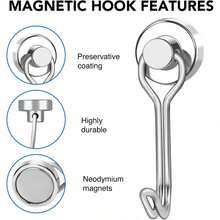 1/5/10pcs Magnetic Hooks 180° Swivel Heavy Duty Magnetic Hook, Magnetic Hooks, Suitable For Boats And Home Kitchen Hooks, Storage For Various Gadgets, Punch-Free Magnetic Hooks - View 6