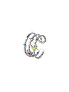 RAYQUEEN 1pc Stainless Steel Fashion Versatile Star & Moon Open Ring For Women, Suitable For Daily Wear - open ring - View 13