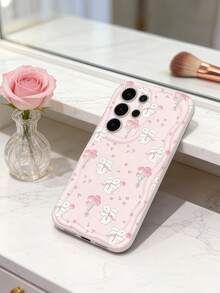Creamy Dopamine Wave Ruffle Soft TPU Texture Creative Personalized Cute Rabbit & Flower Pattern Phone Case Compatible With Galaxy S21 S22 S23 S24 S25 S26/Honor/ And Other Models - White - View 4