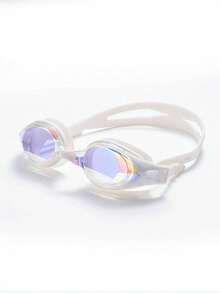 1pc Waterproof Electroplated Anti-Fog High Definition Swimming Goggles, Professional Swim Gear For Men And Women, Leak-Proof And Comfortable - White - View 1