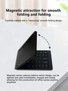 AKKHOO Keyboard Nirkabel Lipat Ganda Portabel, Desain Ultra Tipis, Ringan & Ringkas, Kompatibel dengan Sistem Android, Windows, dan iOS - Hitam - View 8