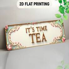 2D平面 1件裝復古鄉村風「Afternoon Tea Time」標語裝飾牌，適用於居家、廚房、咖啡廳、車庫，茶歇裝飾，適合房間佈置（隨機款式） - A - 查看 5
