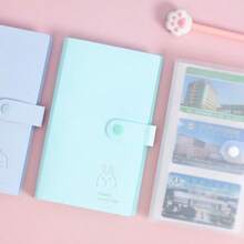 Álbum de Fotos com 120 Slots Cor Macaron 3-Grade Encaixe, Livro de Coleção Multifuncional para Cartões Pequenos, Cartões e Adesivos, Organizador de Armazenamento Multifuncional para Mesa - 120 vagas - Visão 9
