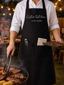 1pc Customized Kitchen Cooking Apron, Personalized Profile/Name Printed Apron - Personalized Cooking Apron, Customized Logo Apron, Chef Apron, Customized Name Apron, Baker Gift, BBQ Apron, Kitchen Apron, Women's Customized Apron, Customized Apron With Logo, Customized Apron With Pockets, Design Your Own Apron - Multicolor - View 3