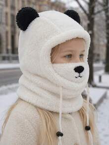 Boys' And Girls' Bear Ear Winter Hat, Fuzzy Plush Animal Style For Outdoor Walks, Holiday Trips And Daily Wear - Multicolor - View 6