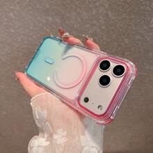 Casing Ponsel Magnetik Transparan Gradien Merah Muda & Hijau Kompatibel dengan Apple 17 Pro Max, Pelindung Anti Guncangan Kompatibel dengan Apple 16, Perlindungan Penuh, Desain Modular 3-in-1, Gaya Musim Panas yang Segar & Imut - MultiWarna - View 8