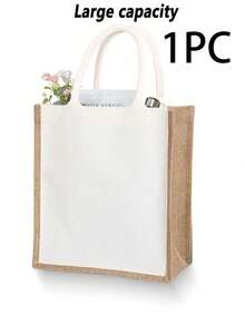 10PCS/1pc Travel Portable Multi-Functional Canvas Bag, Large Capacity Shopping Travel Tote Bag, Reusable Daily Shopping Bag, Portable Foldable Canvas Bag, DIY Paintable One Shoulder Canvas Tote Bag, Canvas Handbag, Student Tote Bag, Perfect For Beach, Travel Canvas Tote Bag, Suitable As Christmas Gift For Her - Multicolor - View 24