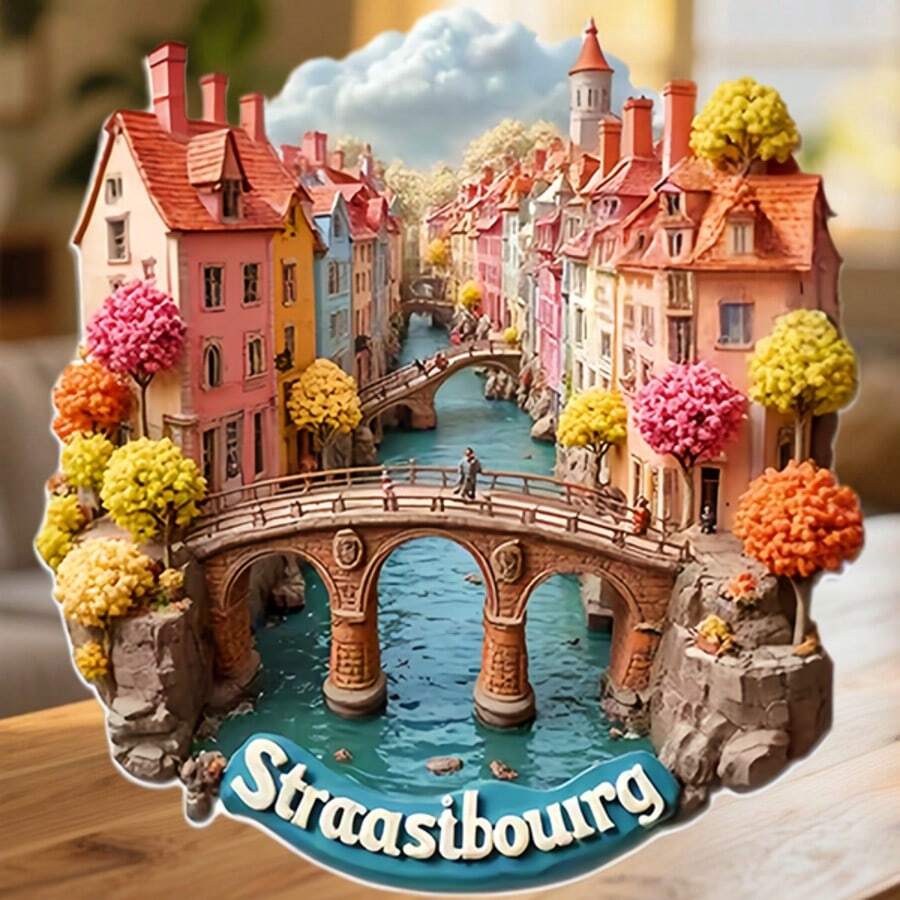 Strasbourg Riverside Frame Half-Timbered Houses And The Quiet Flow Of Autumn Canals Magnet Where The Heart Of Alsace Whispers In Every Cobblestone Keepsake For All Metal Surfaces Throughout The Home - A - View 1