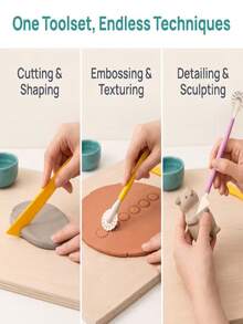 7Pcs Clay Modeling Tools Set Double Ended With Rolling Cutter PP For Sculpting Crafts - Multicolor - View 4