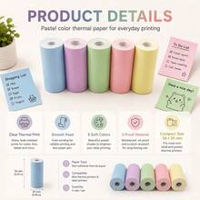 5 Rolls Colored 3-Proof Thermal Paper 56x25mm Labels For Office Business Home Use Mini Printers - View 9