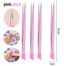 1pc/4pcs Double-Ended Nail Art Tweezers With Silicone Presser - Precise Rhinestone Application Tool, Durable And Easy-To-Use Odorless Nail Art Tool, Suitable For Nail Art Enthusiasts - Tweezers - View 14