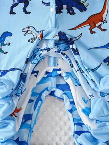 4pcs Cute Animal Print Baby Footed Jumpsuits - Blue - View 6