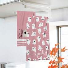 2/4/48pcs Halloween Series Pink Ghost Pattern Printed Kitchen Towels - Super Soft, Highly Absorbent Polyester Dishcloths And Hand Towels, Perfect For Holiday Decor, Kitchen Decor, Party Decor - Multicolor - View 5