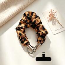 Leopard Print Phone Lanyard Wrinkled Wrist Strap Short CCD Keychain Hanging Chain Bag Charm - Multicolor - View 11