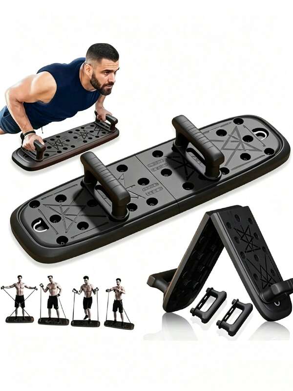 1 stuk nieuwe opvouwbare en uitschuifbare push-up board set, thuis yoga pilates push-up rek met weerstandsbanden, borstspiertrainer, multifunctioneel push-up board