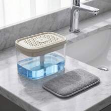 1pc Dish Soap Dispenser, Countertop Kitchen Dish Soap Dispenser, Dish Detergent Dispenser (Includes Sponge) - Multicolor - View 7