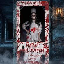 1pc Halloween Hollow Out Decorative Banner, Scary Halloween Decoration Photo Backdrop, Halloween Party Supplies, Suitable For Outdoor And Indoor Front Door Decoration, Multiple Styles - 1 - View 3