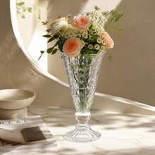 20cm Clear Glass Vase With Diamond Relief, Decorative Crystal Vase For Living Room Table, Elegant Centerpiece For Fresh Flowers And Home Decor - 1PC - View 8