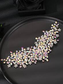 Handmade Iridescent AB Crystal Rhinestone Hair Comb, Gold Tone Bridal Hair Accessory For Women, Suitable For Wedding, Bridesmaid, Prom, Party And Formal Occasions - Color - View 8
