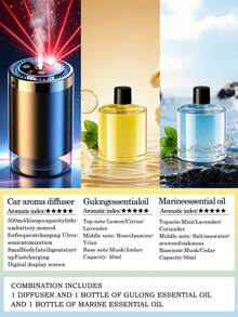 Smart Car Humidifier Set - 5 Working Modes, USB Car Automatic Aromatherapy Machine, Equipped With Projection Starry Sky Light, Mini Portable Cylindrical Car Air Freshener, Aromatherapy Essential Oil Diffuser, Adjustable Concentration, With Digital Display, Auto On/Off, Built-In Battery, Colorful LED Ambient Light Ring, USB Charging, Suitable For Car, Office, Bathroom, Bedroom, Pet Room, Includes 5 Types Of Essential Oils. - A - View 16