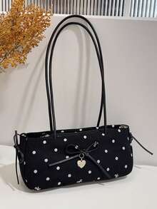 BAILEE A Stylish, Minimalist, And Cute Shoulder Bag With A Dot Pattern, A Bow-Shaped Heart Charm, Perfect For Outfits And As A Gift Option. - Multicolor - View 7