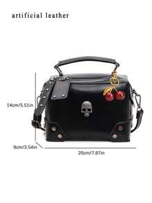 Niche Design Punk Motorcycle Style Skull Handbag, Fashionable Decoration Gothic Style Shoulder Bag, Suitable For Halloween Activities Cosplay Party - Black - View 6