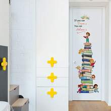 1/2pcs Inspirational Dream Achievement Book Stack Wall Decal, Removable Letter Stickers, Suitable For Home Office Classroom Library Wall, Creative Vinyl Wall Decor - Book Wall Stickers - View 5
