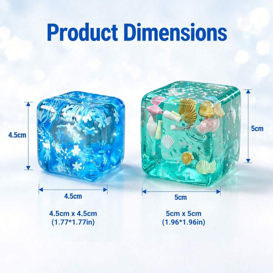 2pcs Transparent Square Squeeze Toy Set, Snowflake & Shell Design, Soft Stress Relief Building Blocks, Healing Hand Fidget Toys For Adults And Kids To Relieve Anxiety - Multi-color 2pc Set - View 1
