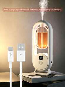 1pc White Ultrasonic Aromatherapy Diffuser, Wall-Mounted & Desktop 2-In-1 Diffuser, With 7-Color LED Night Light, Digital Display Gear Adjustment, 5 Operating Modes Switchable, Lemon Series Fragrance, 8 Essential Oils To Choose From, USB Powered, Rechargeable, Suitable For Large Spaces At Home, Gentle And Versatile For Bedroom, Living Room, Office, Pet Room, Hotel, Bathroom, Car - White - View 8