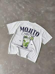 Kaos Pria Kasual Koktail Motif Grafis Leher Bulat Lengan Pendek, Musim Panas - Putih - View 3