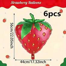 6個草莓箔氣球，適合夏季生日派對裝飾、水果主題派對佈置 - 多色 - 查看 4