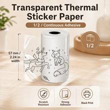 2 Rolls Transparent Self-Adhesive Thermal Paper Roll - 57mm X 2.5m, Compatible With Most Mini Printers | Create Receipts And Labels Without Batteries, Office Supplies, Clear Printing, Self-Adhesive Backing, Smooth Surface, Printers, Retail Stores - View 6