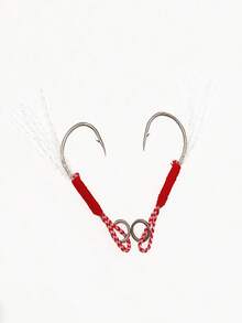 5pcs Single Hook Iron Plate Lure Fishing Hooks With Feathers And Barbs, Freshwater Iron Plate Hooks For Long Casting, Fishing Accessories - Silver - View 2